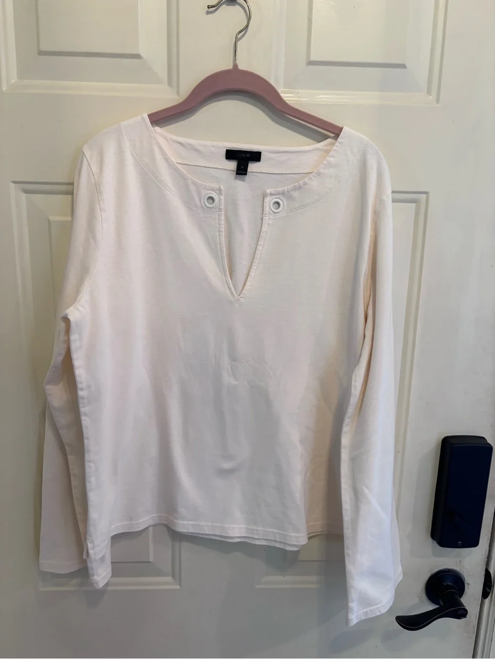 J. Crew White Notch-Neck Long Sleeve Tee